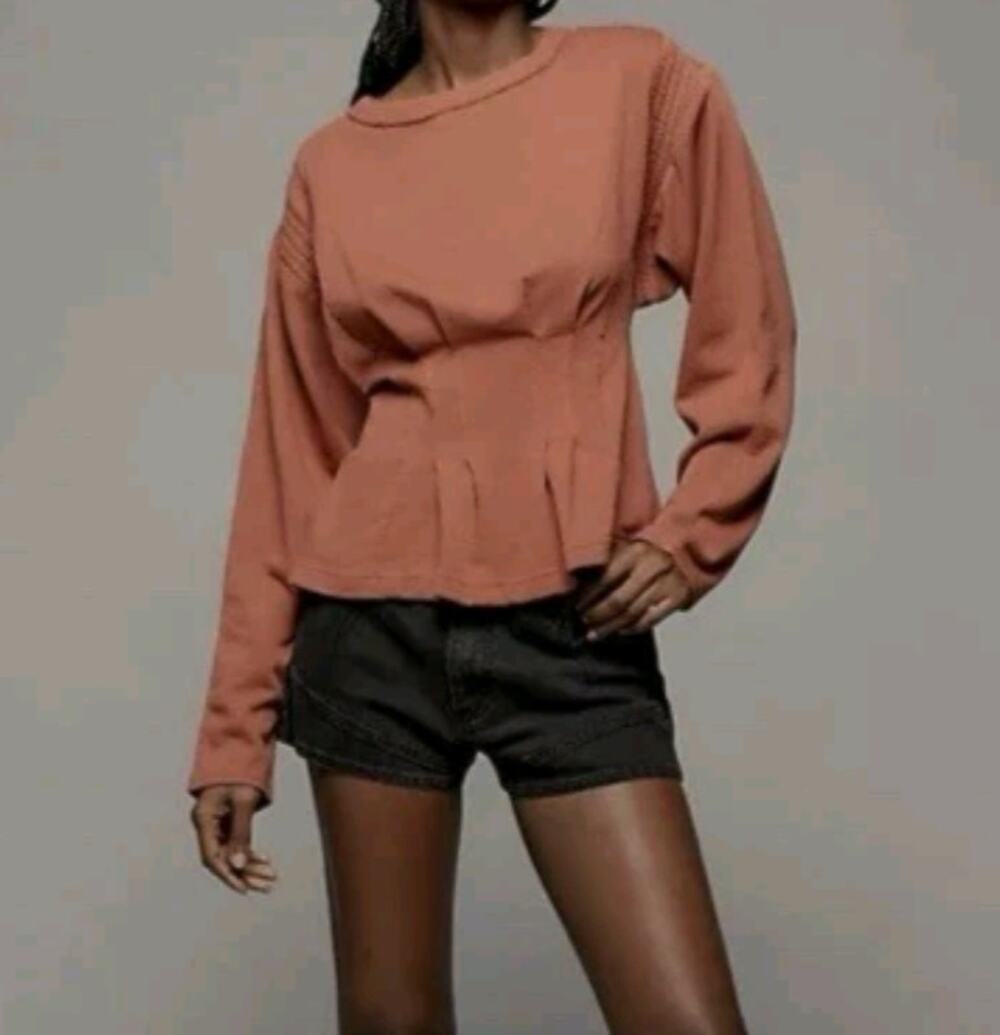 Anthropologie Pilcro Long Sleeve Cocoon Corset Top Size XS Top Cotton Cozy
